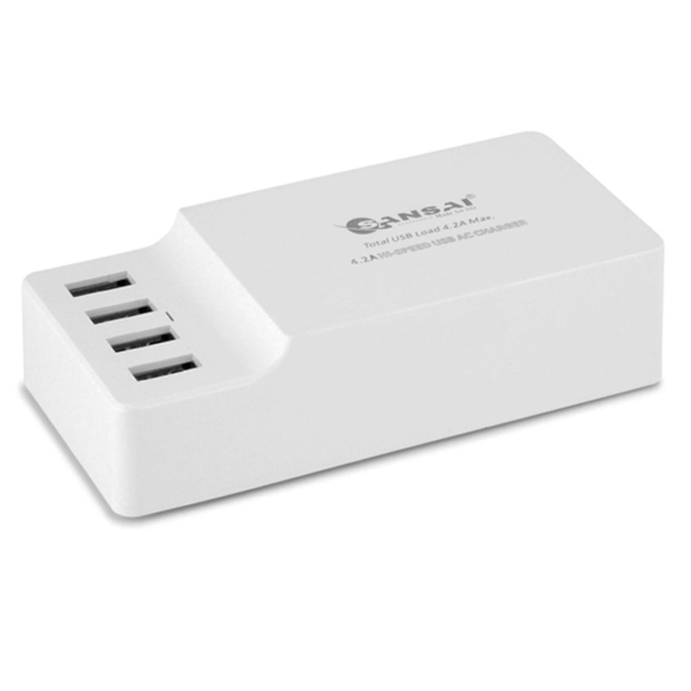 4-Port USB Charging Station Hub with 4.2A Fast Charging - Multi-Device Charger for iPhone, Android, Tablets - Perfect for Home, Office, Travel & Nightstand Use
