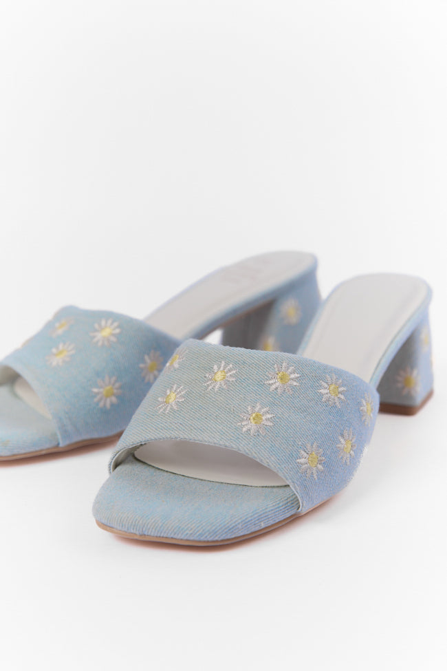 Lulu Denim Daisy Heels - Women's Fashion High Heels for Party & Evening Wear - Final Sale