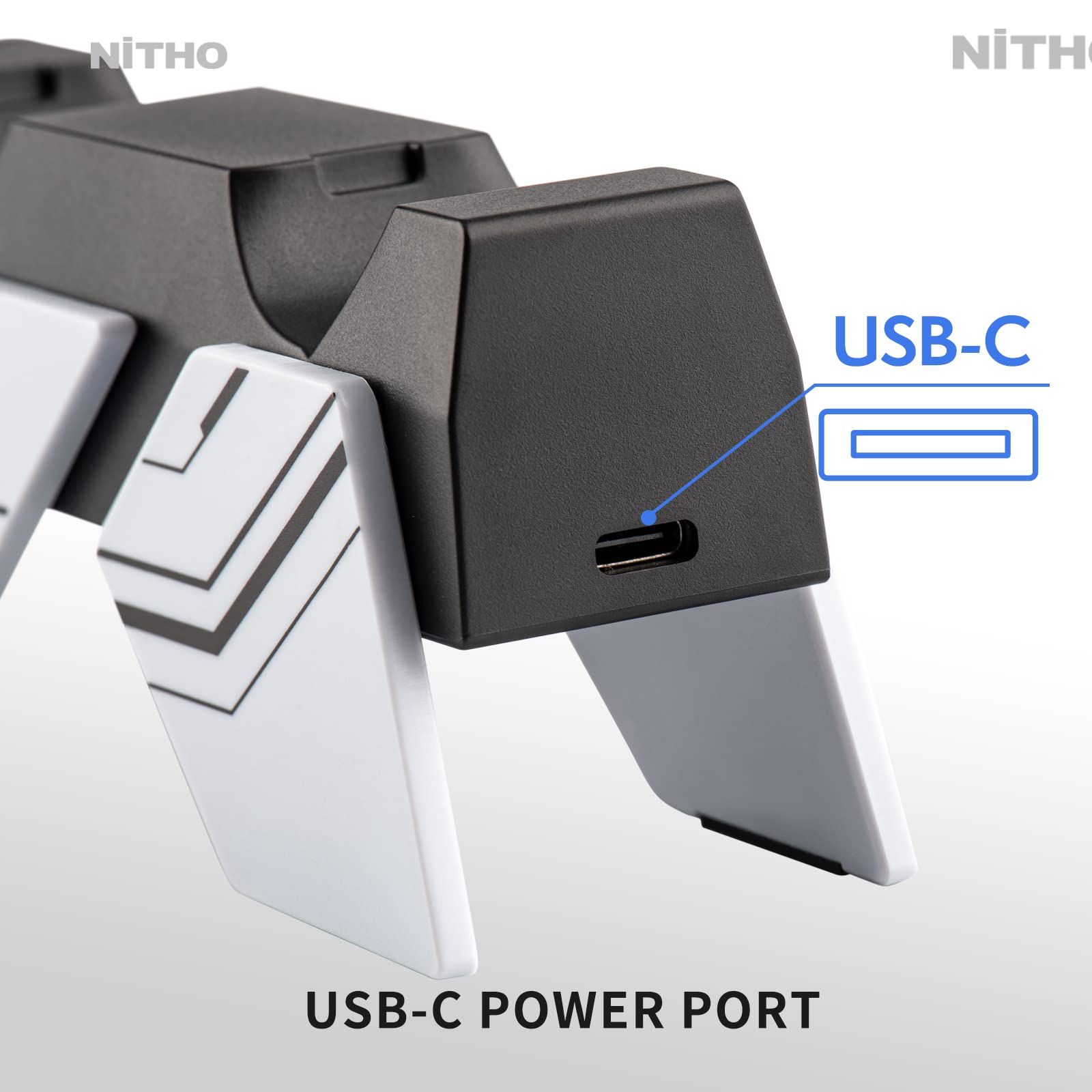 NiTHO PS5 Controller Charging Station - Fast Charging Dock for PS5 & Edge Controllers, Playstation 5 DualSense Charger (White) | Perfect for Gaming Setup & Multi-Controller Charging