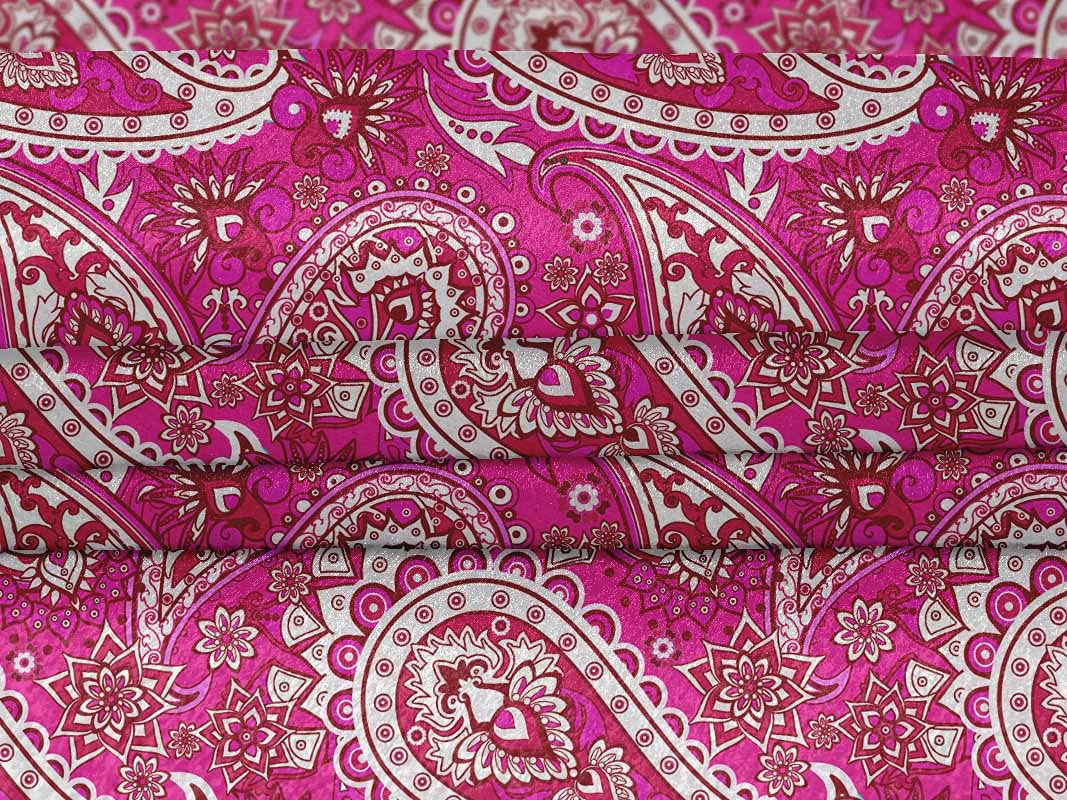 oneOone Velvet Pink Paisley Printed Fabric - 58 Inch Wide Sewing Material for DIY Clothing, Dresses & Home Decor | Soft & Durable by The Yard