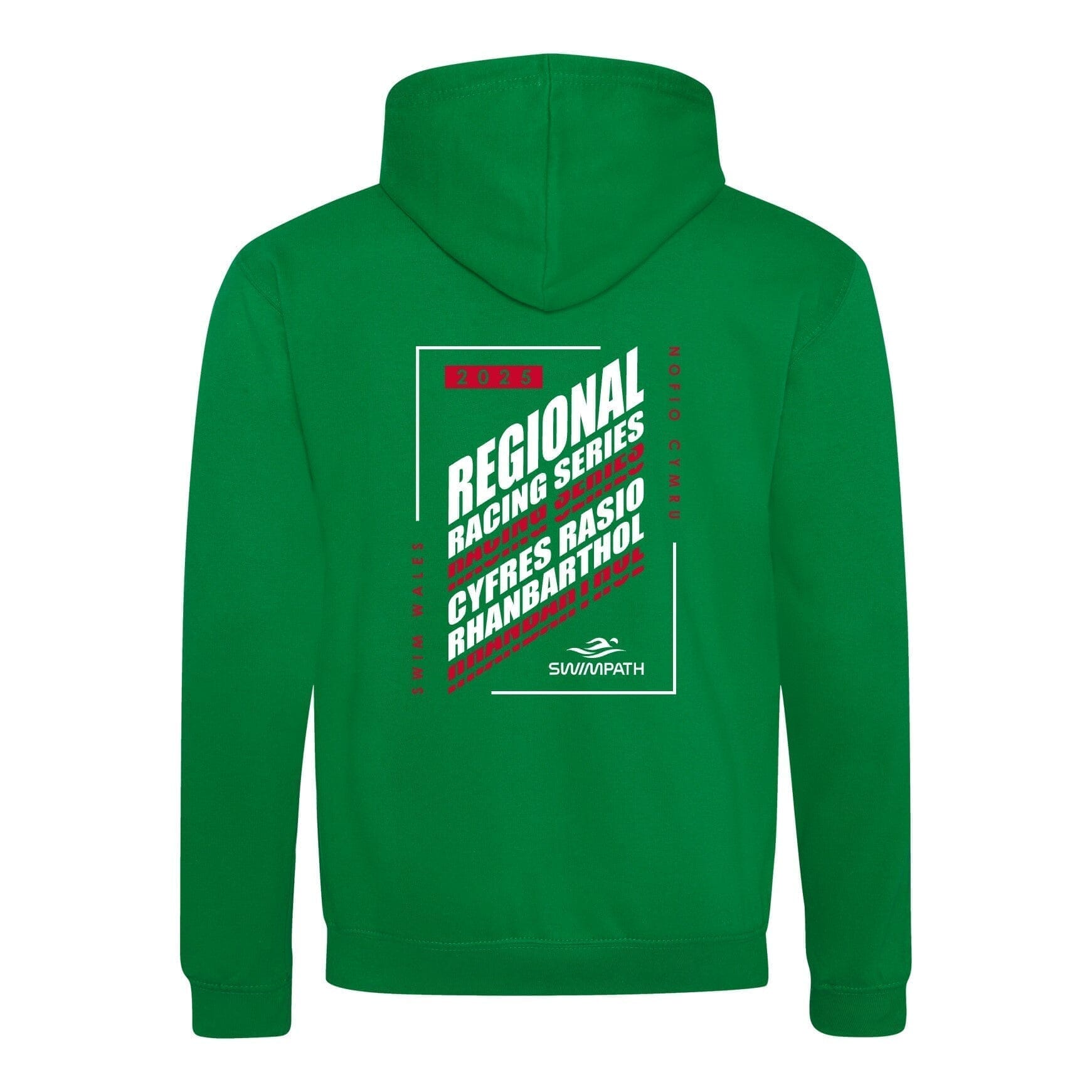 Swim Wales North Regional Racing Series 2025 Hoodie - Kelly Green & Arctic White - Perfect for Swimming Competitions & Team Spirit Events