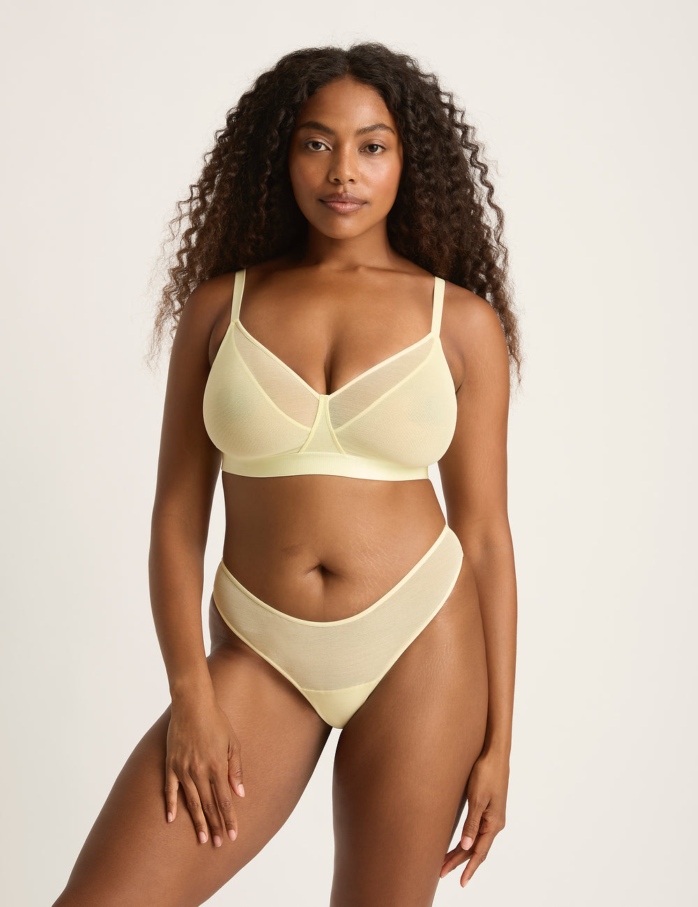 FreeMesh Full Bust Wireless Bra - Comfortable Seamless Support for Large Cup Sizes - Perfect for Yoga, Workouts & Everyday Wear (Lemon Color)