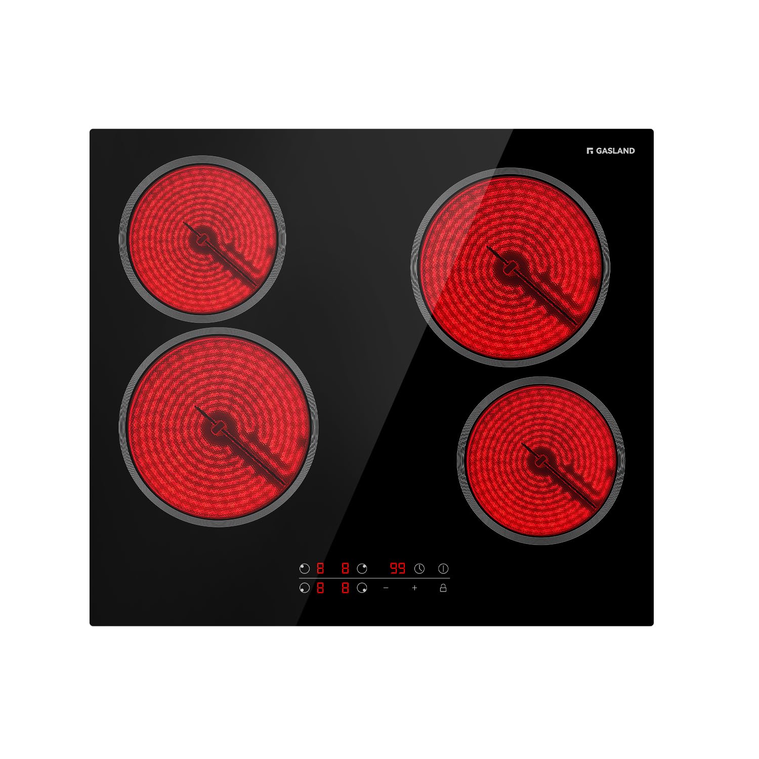 GASLAND 24 Inch 4 Burner Built-in Electric Cooktop - 6000W Radiant Ceramic Stove Top with 9 Power Levels, Touch Control & Child Lock - 220V-240V for Home Kitchen Cooking, Baking & Entertaining