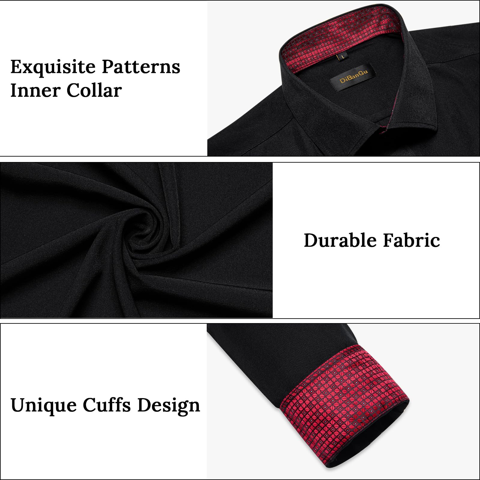 DiBanGu Men's Button Down Dress Shirts - Long Sleeve Casual & Formal Cotton Shirt with Contrast Inner Collar | Business Office Wear & Smart Casual Outfits