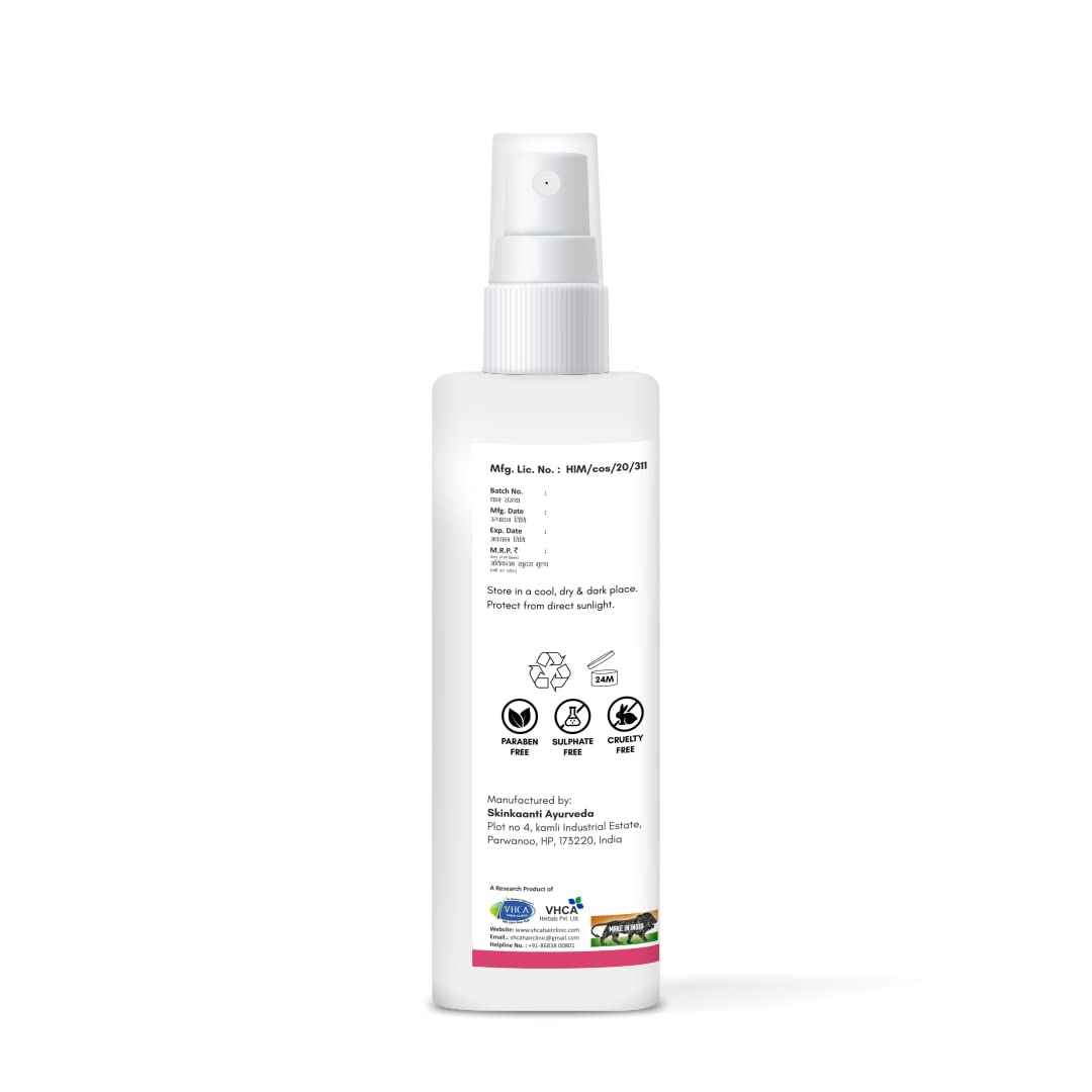 VHCA Pure Steam Distilled Rose Water Facial Spray - 100ml | Organic Rose Toner & Hydrating Mist for Face | Gulab Jal for Men & Women | Perfect for Skincare Routine, Makeup Setting & Summer Refreshment