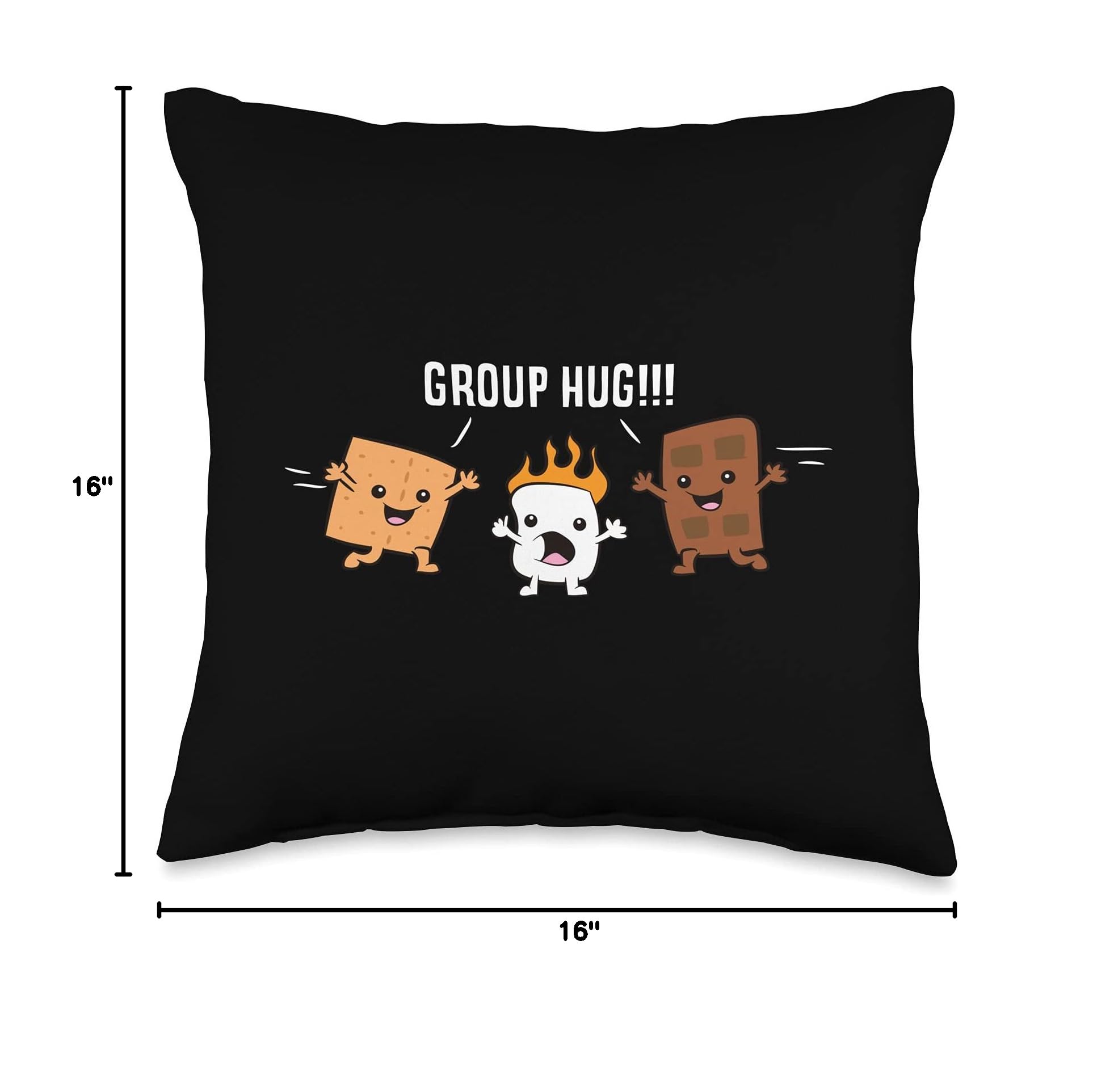 Group Hug Camping Campfire Chocolate Marshmallow S'Mores Throw Pillow - Cozy Home Decor for Living Room, Bedroom & Outdoor Camping Trips
