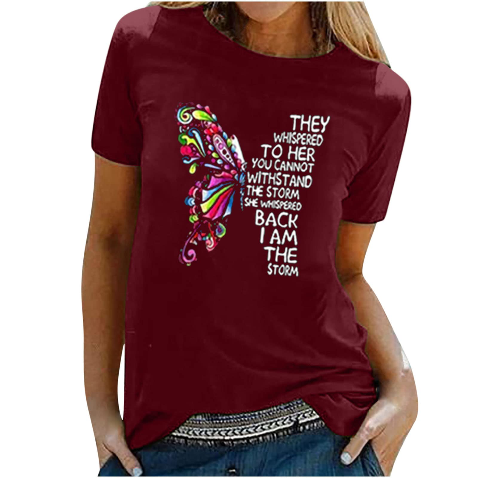 Women's Summer Short Sleeve Tunic Tops - Round Neck Colorful Printed Loose Casual Blouse - Comfortable Tee Shirt for Beach, Vacation & Everyday Wear