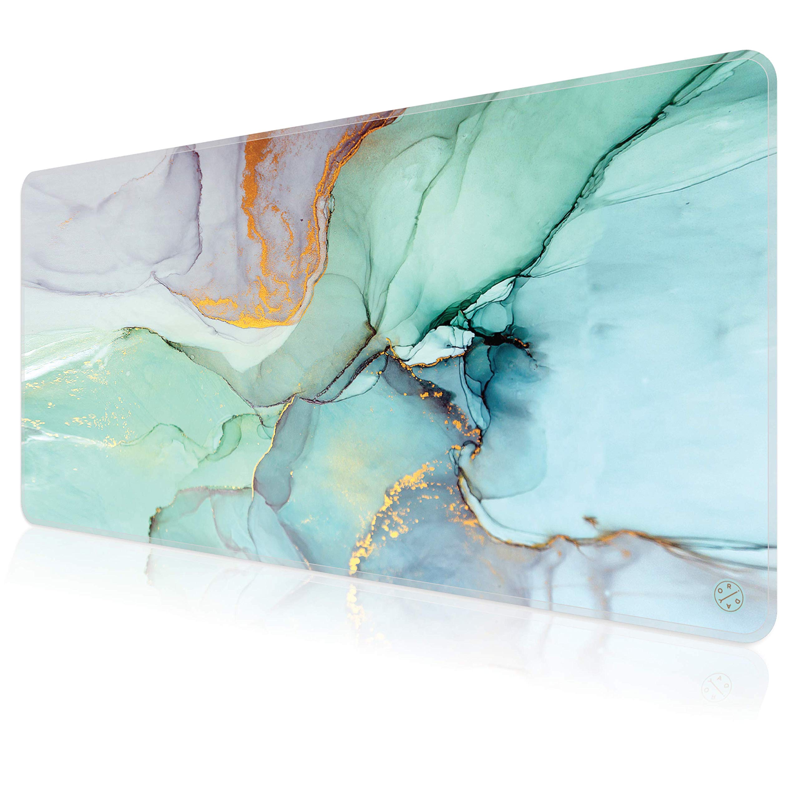 Oriday XXL Gaming Mouse Pad - 35.4x15.7 Inch Large Extended Mouse Mat with Non-Slip Rubber Base, Stitched Edges & Waterproof Surface - Perfect for PC Gaming, Office Work & Home Desk Decor (Teal Ocean Design)