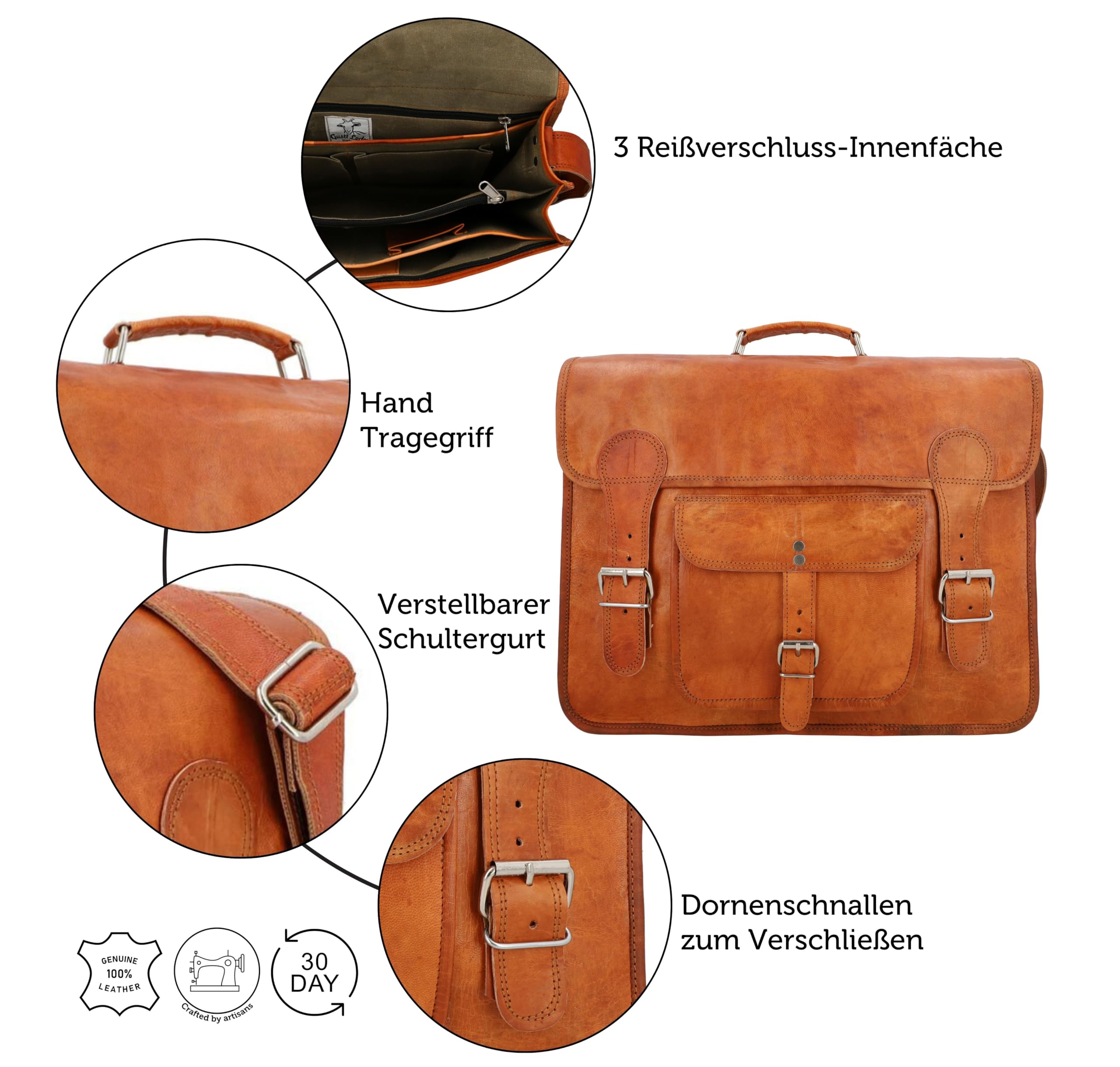 Gusti Leon Vintage Brown Leather Shoulder Bag - Business Messenger Briefcase for Men & Women | Perfect for Office, Travel & Everyday Use