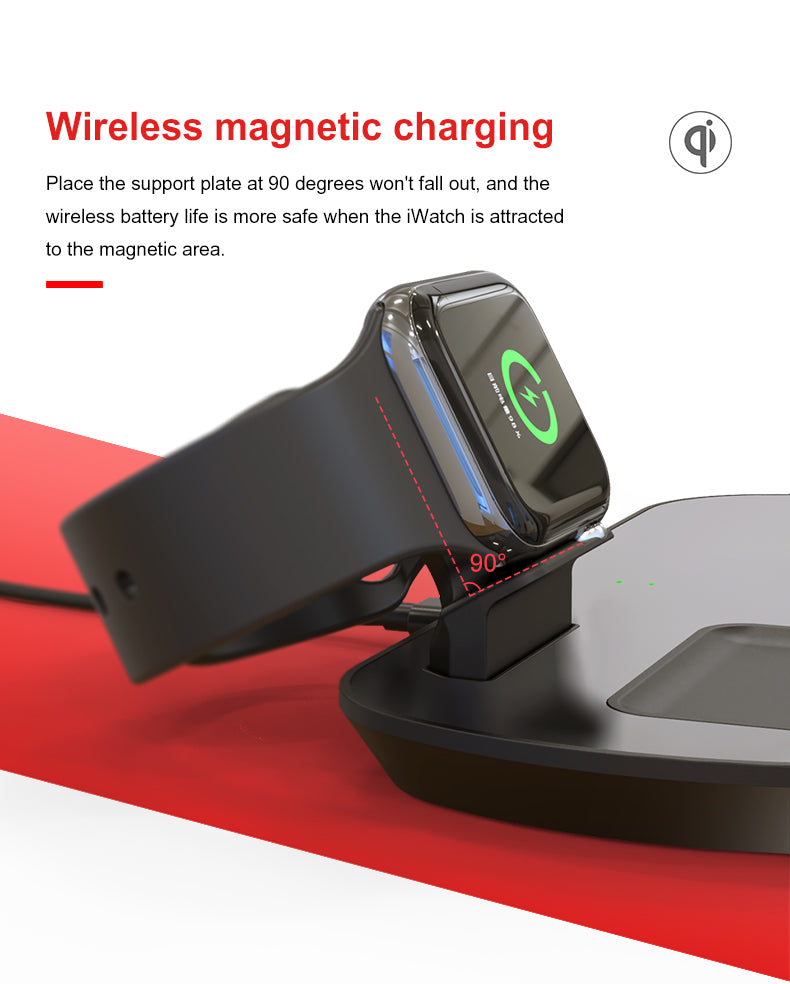 3 in 1 Apple Wireless Charger Stand for iPhone 14/13/12, AirPods & Apple Watch - Fast Charging Station for Home, Office & Travel