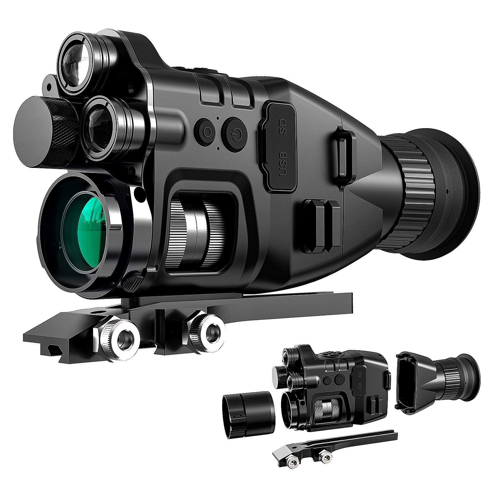 HENBAKER 1-32X Digital Night Vision Monocular with 2 Infrared Lights - Waterproof Night Vision Goggles for Hunting, Wildlife Observation & Outdoor Adventures (Day & Night Use) - Perfect for Camping, Security Surveillance and Nighttime Exploration