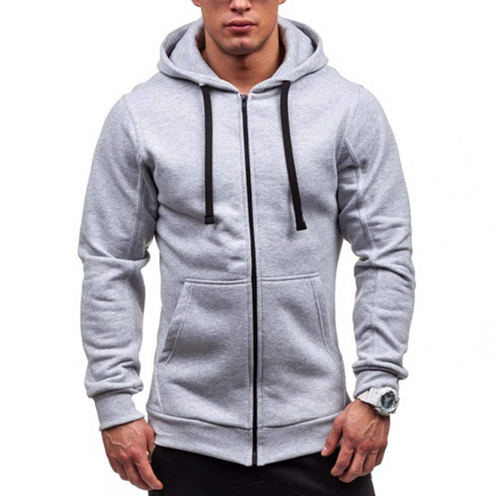 Men's Zip Up Hoodie - Gym & Workout Athletic Hooded Sweatshirt with Drawstring & Long Sleeves | Perfect for Running, Training & Casual Wear