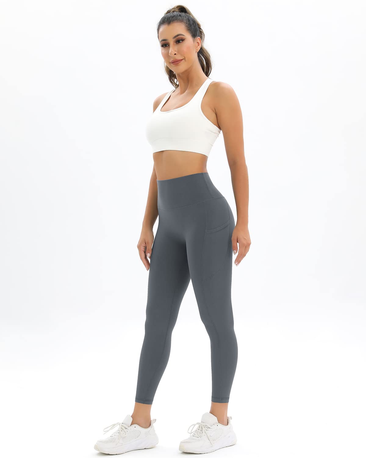 2 Pack Women's High Waisted Yoga Pants with Pockets - Tummy Control Workout Running Leggings for Gym, Yoga & Everyday Wear