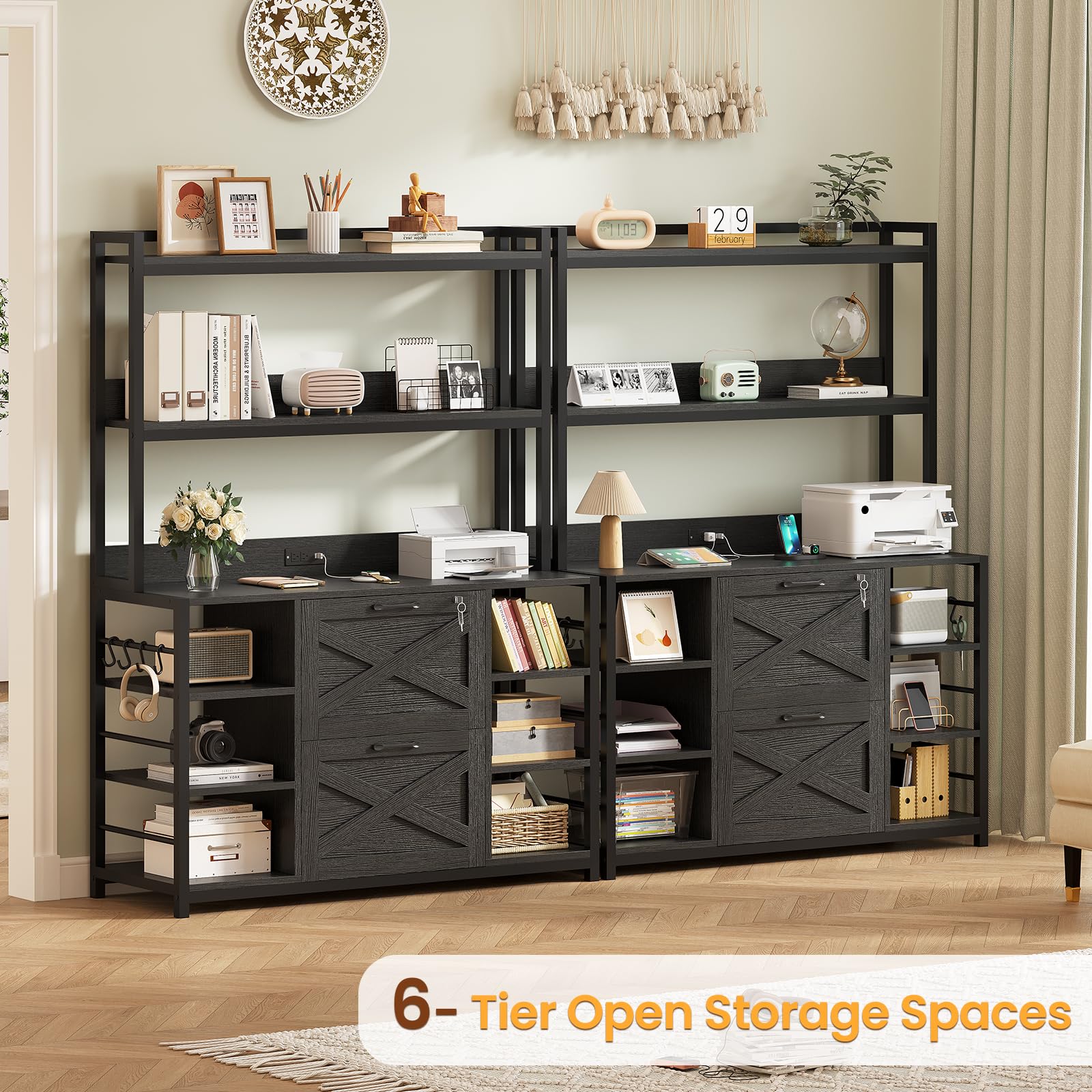 SEDETA 2-Drawer Vertical File Cabinet with Lock & USB Charging Station - Home Office Storage for Legal, Letter & A4 Size Documents - Black | Perfect for Organizing Home Office, Study Room or Small Business Workspace
