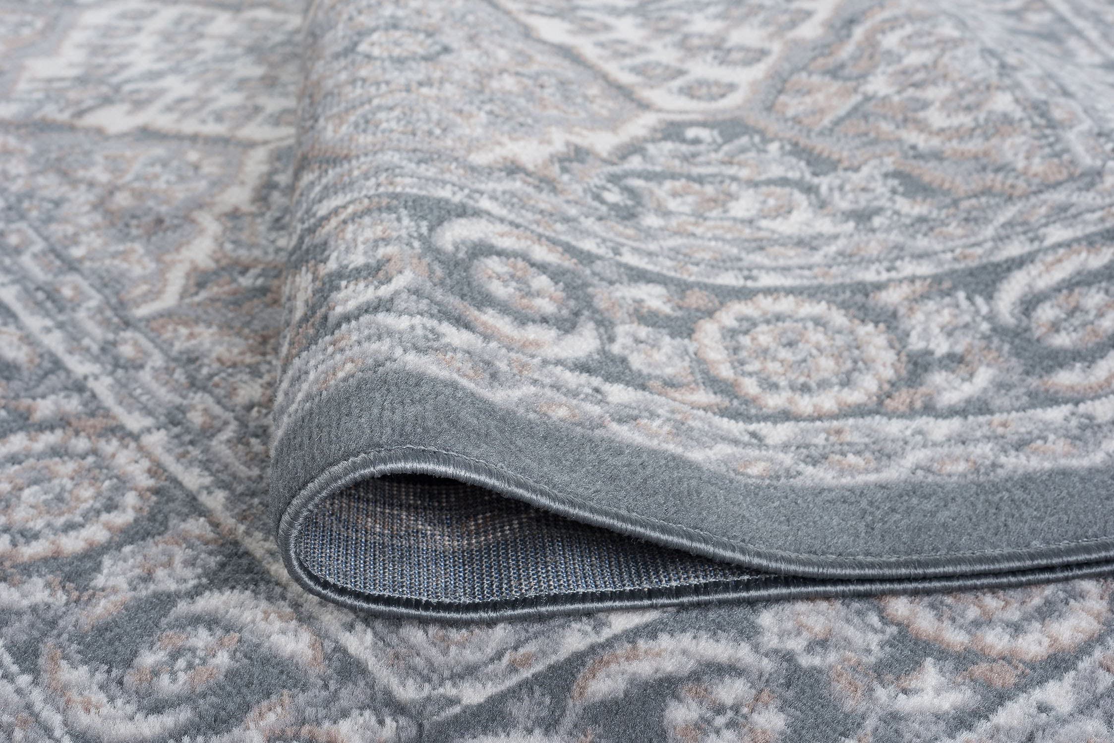 Tayse Oxnard Gray 8 Foot Round Area Rug - Traditional Oriental Design for Living Room, Bedroom & Dining Room - Soft Plush 7'10