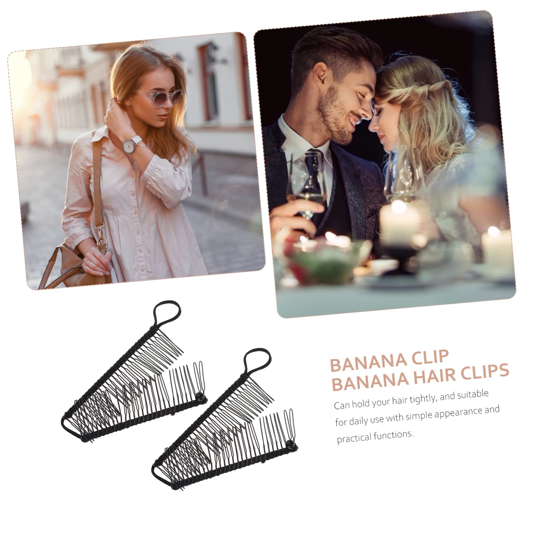FOMIYES Banana Hair Clip for Women - 2 Pack Black Ponytail Hair Comb Clip with 30 Teeth - Perfect for Styling, Updos, and Everyday Hair Accessories
