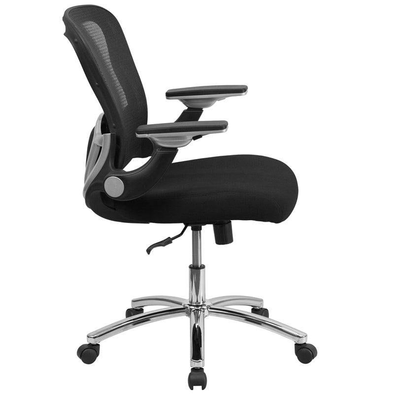 Ergonomic Mesh Office Chair with Adjustable Height & Flip-Up Arms - Black Executive Swivel Chair for Home & Office Workspace - Comfortable Mid Back Support for Long Hours Sitting