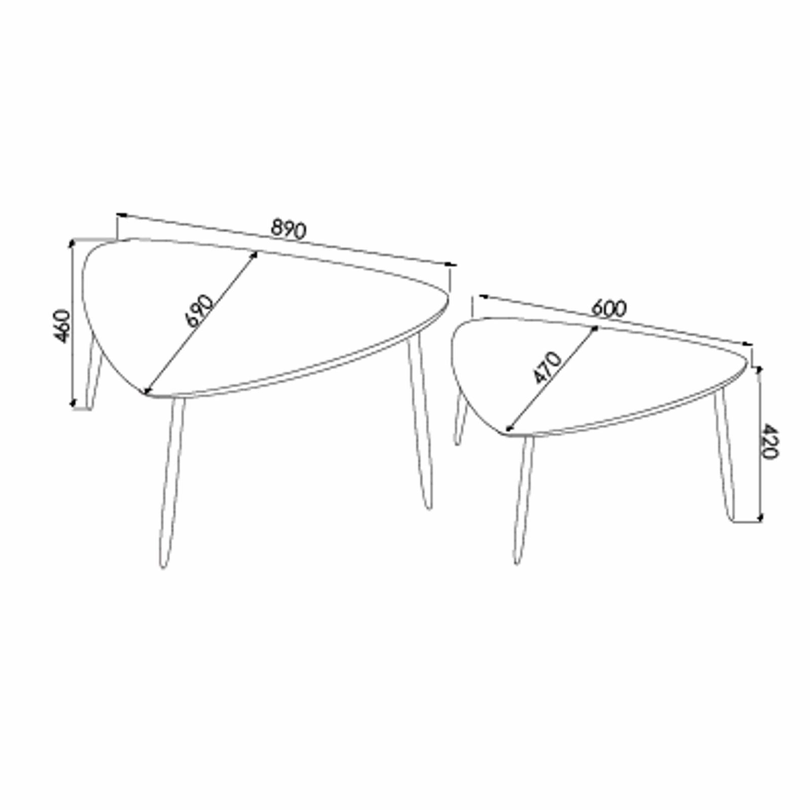 Modern Black on Black Oak Nested Coffee Table - Urban Style for Living Room, Lounge & Office Decor