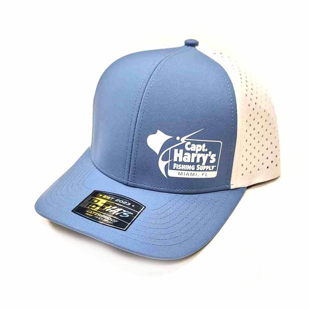 Capt. Harry's Blue & White Performance 6-Panel Baseball Cap - Lightweight & Breathable for Outdoor Sports, Running, and Casual Wear