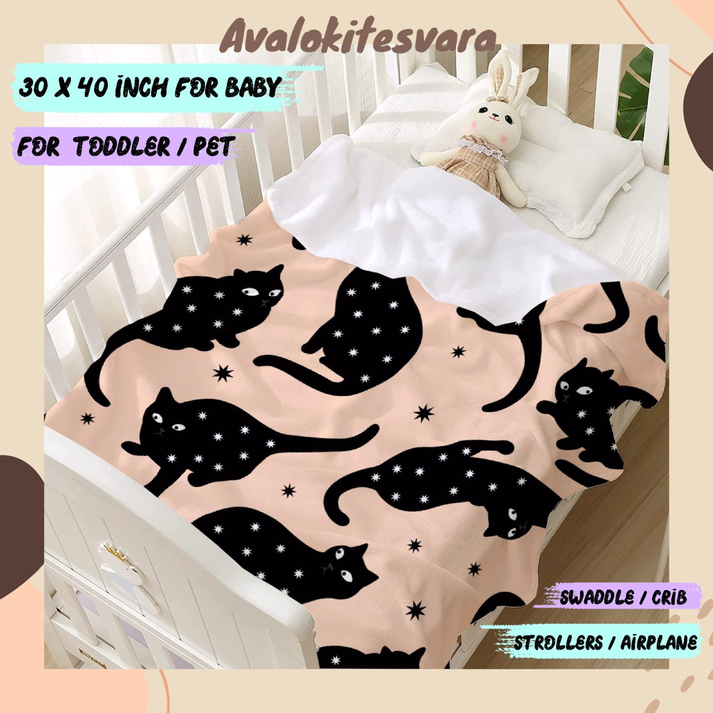 Black Cat Stars Fleece Throw Blanket - Super Soft Flannel Blanket for Bed, Couch & Travel - 120x90 Inch Cozy Blanket for Family - Perfect for Movie Nights, Camping & Home Decor