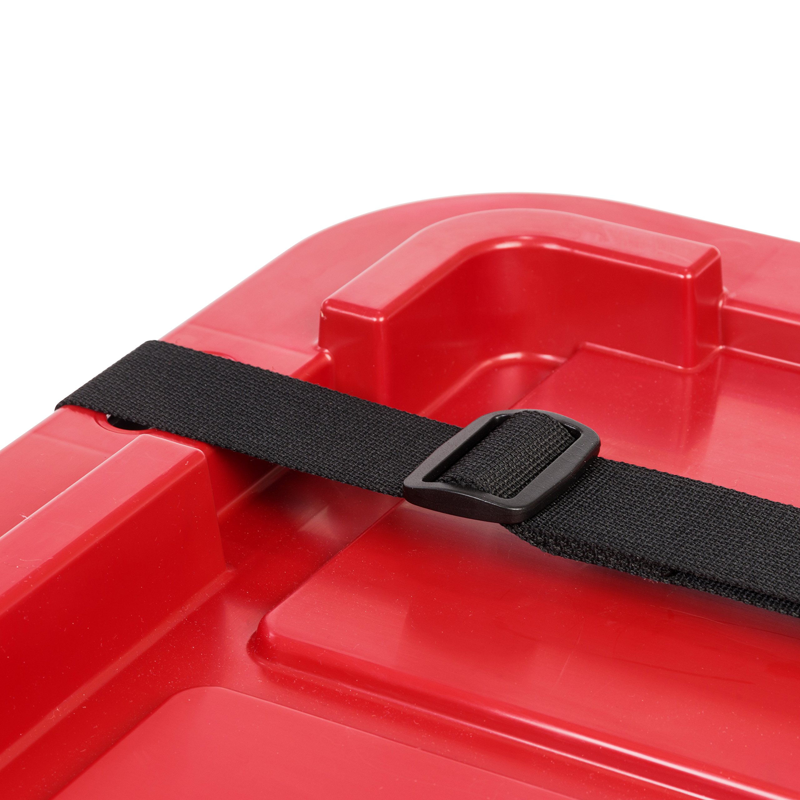 IRIS USA 27 Gallon Heavy Duty Truck Bed Toolbox Storage Tote Bins with Lids, 4 Pack - Durable Stackable Industrial Containers for Garage Organization, Workshop & Outdoor Use - Made in USA - Black/Red