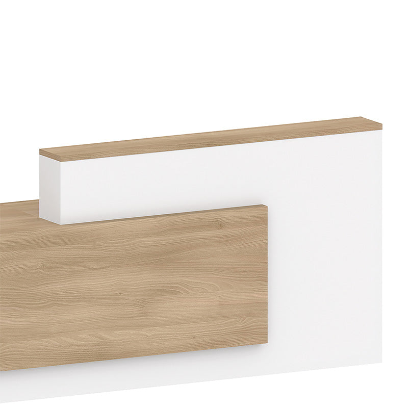 HELMER 2.4M Left Panel Reception Desk in Oak & White - Perfect for Office Lobby, Hotel Front Desk & Corporate Waiting Areas