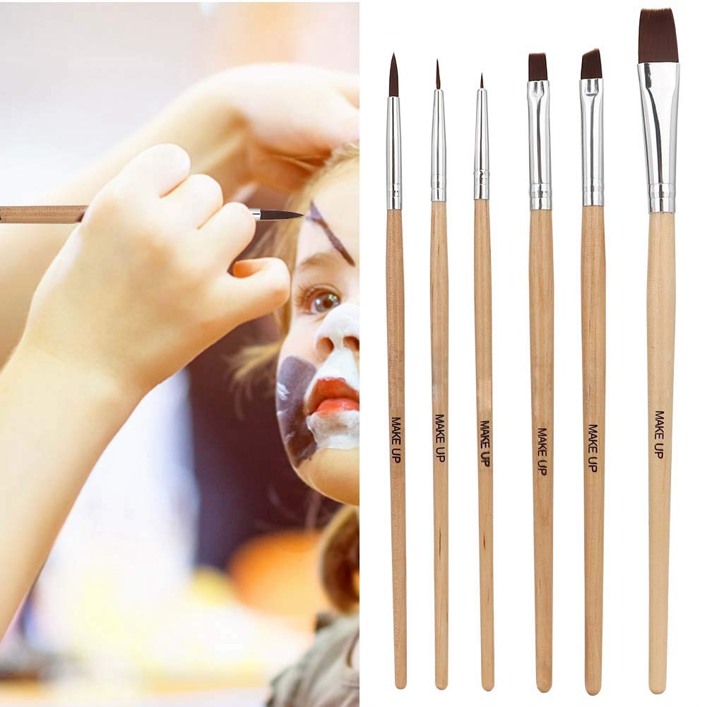 Professional 6pcs Face Paint Brush Set for Halloween & Body Art - Adults & Beginners