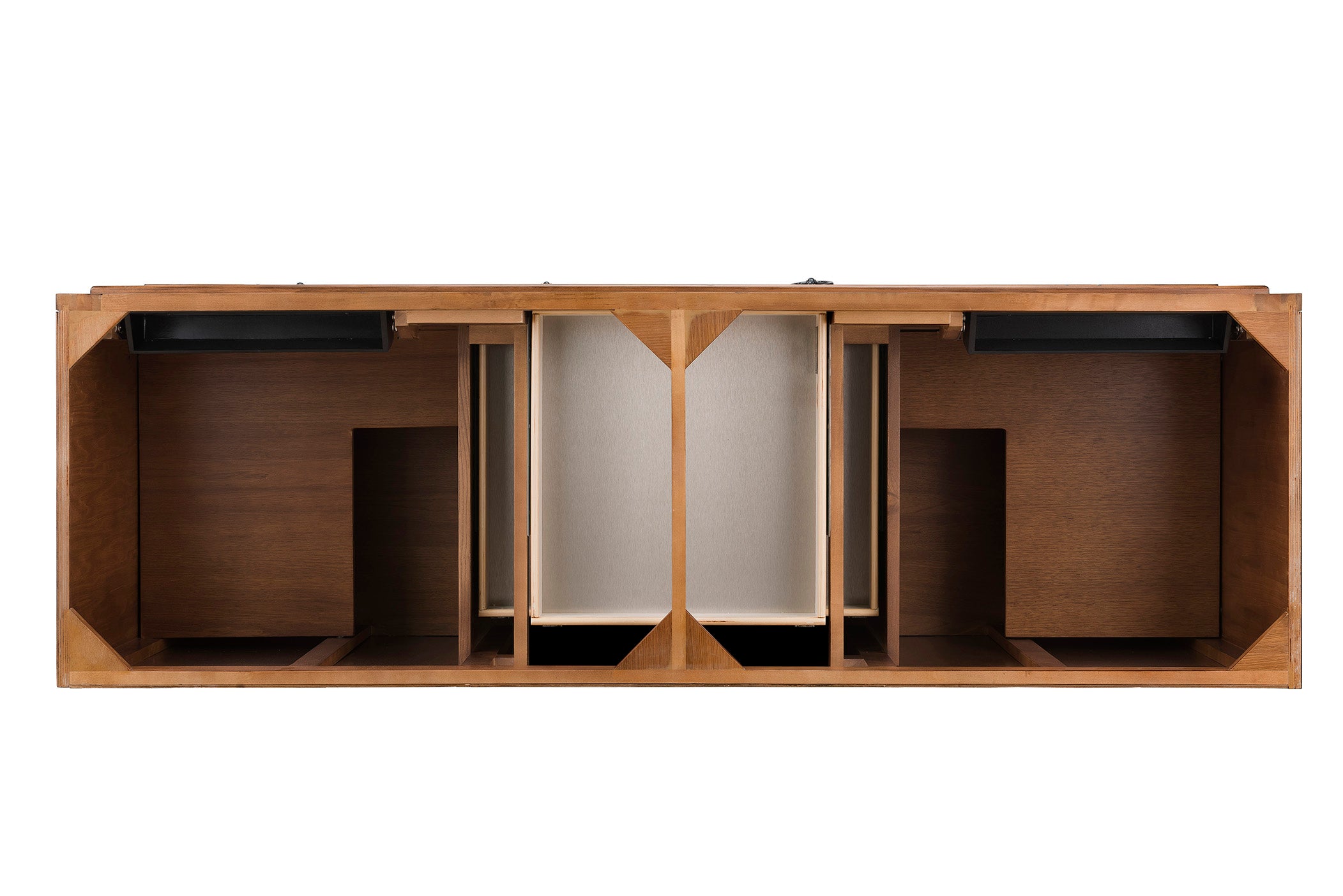 Mykonos 72 Inch Double Vanity Bathroom Cabinet with 3CM Grey Expo Quartz Top in Cinnamon Finish - Perfect for Modern Master Bathrooms & Guest Suites