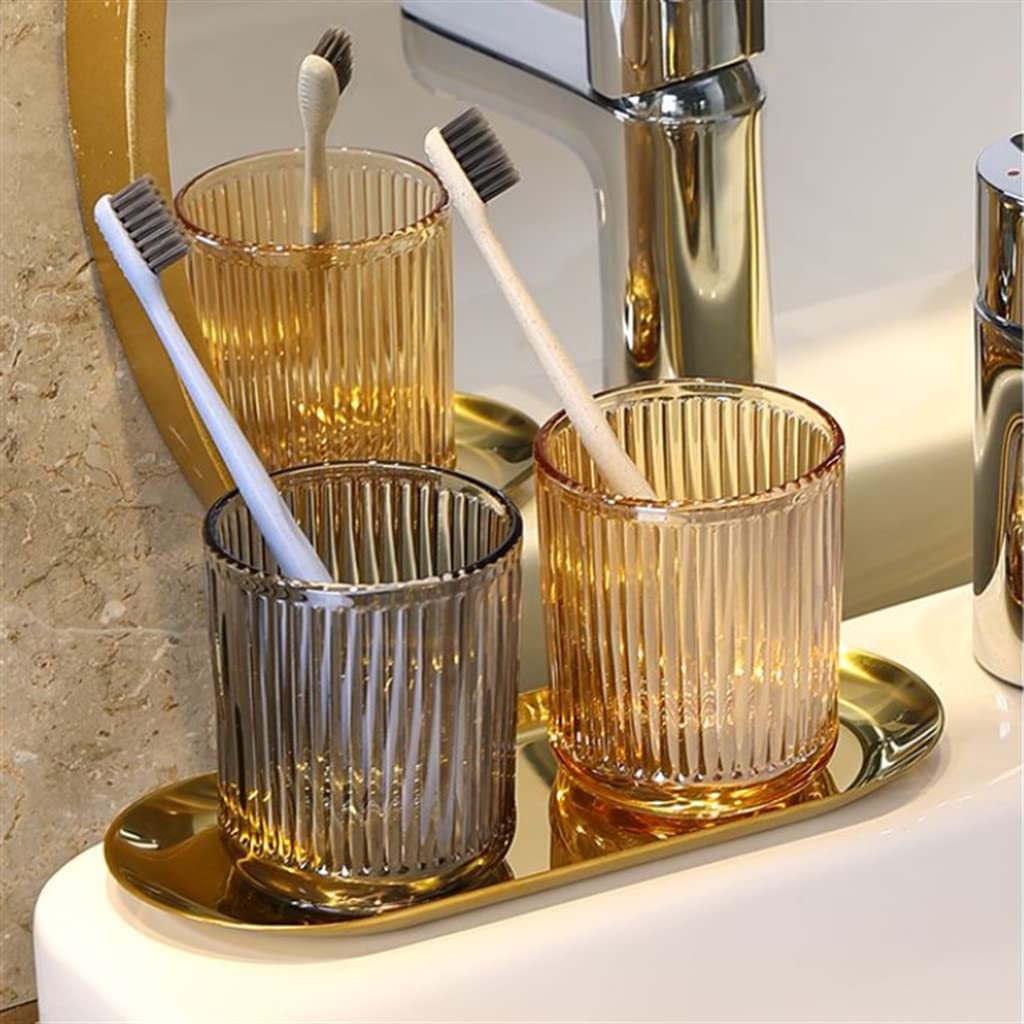 Couple's Toothbrush Holder Set - Dual Toothbrush & Mouthwash Cup for Bathroom Countertop - Perfect for Couples Sharing Bathroom Essentials