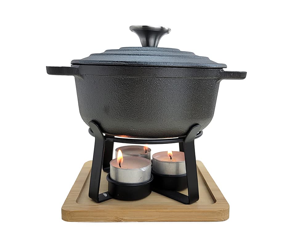 HAWOK Pre-Seasoned Cast Iron Dutch Oven with Trivet - 5.5 Quart Enameled Cookware for Baking, Roasting & Slow Cooking - Perfect for Soups, Stews & Bread Making in Oven or Campfire