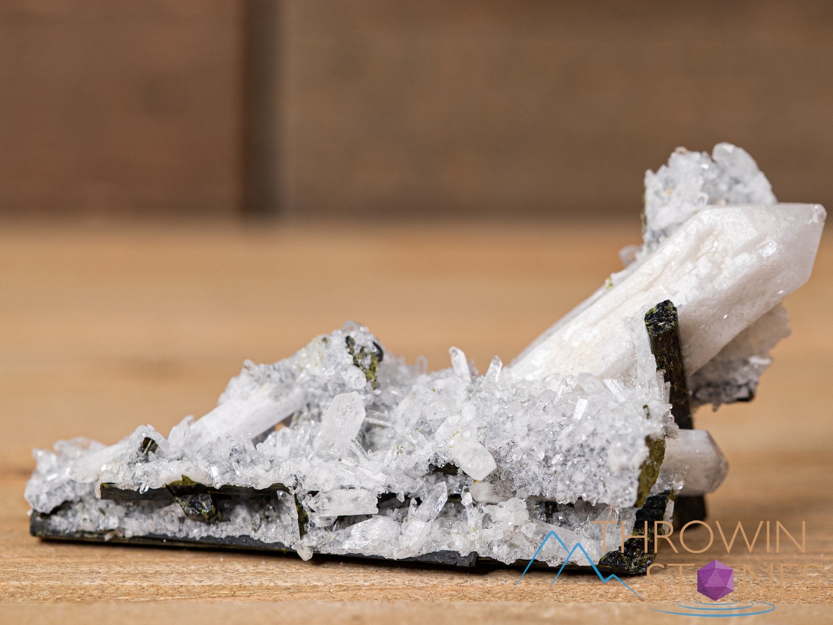 Natural Quartz with Epidote Raw Crystal Cluster - Healing Stone for Home Decor, Housewarming Gift, Meditation & Energy Work | Raw Crystals & Minerals Collection 40735