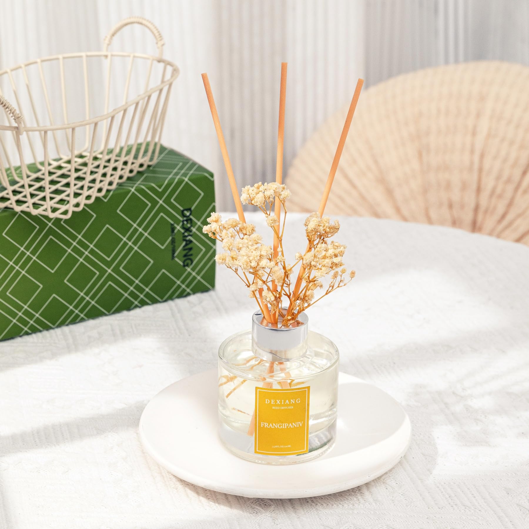 Lemon Verbena Reed Diffuser Set - 3.38 fl oz (100ml) Essential Oil with 6 Reed Sticks | Natural Home Fragrance for Living Room, Bedroom & Bathroom Decor | Aromatherapy Gift Set for Relaxation