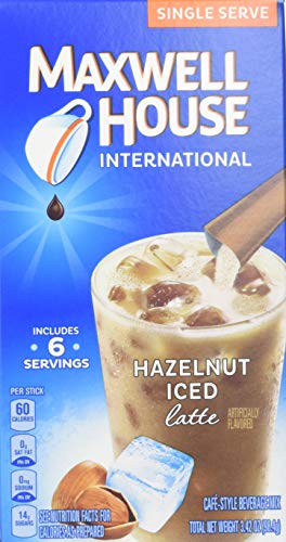 Maxwell House International Cafe Style Hazelnut Iced Latte Singles Beverage Mix - 3.42 oz (8 Count) - Perfect for Office, Home & On-the-Go Coffee Lovers