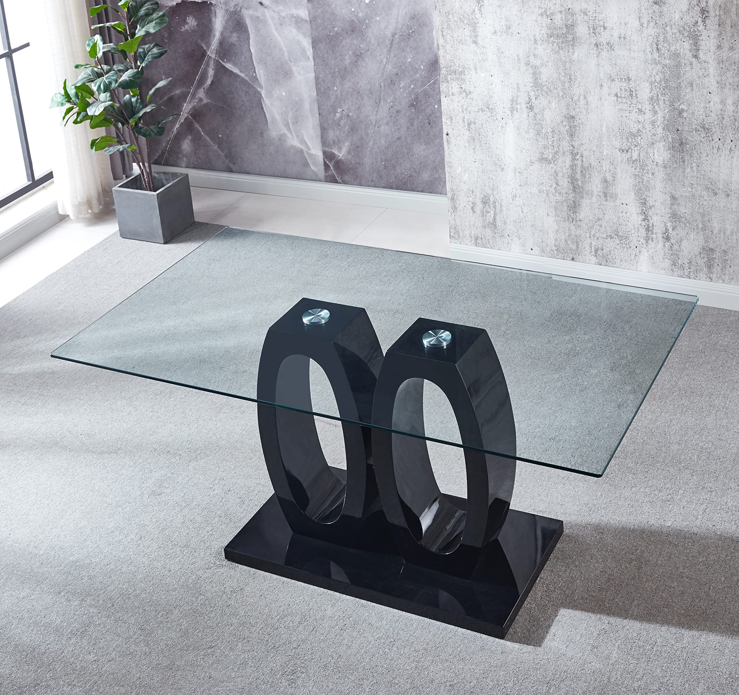 Modern Glass Top Dining Table for 6 - 63