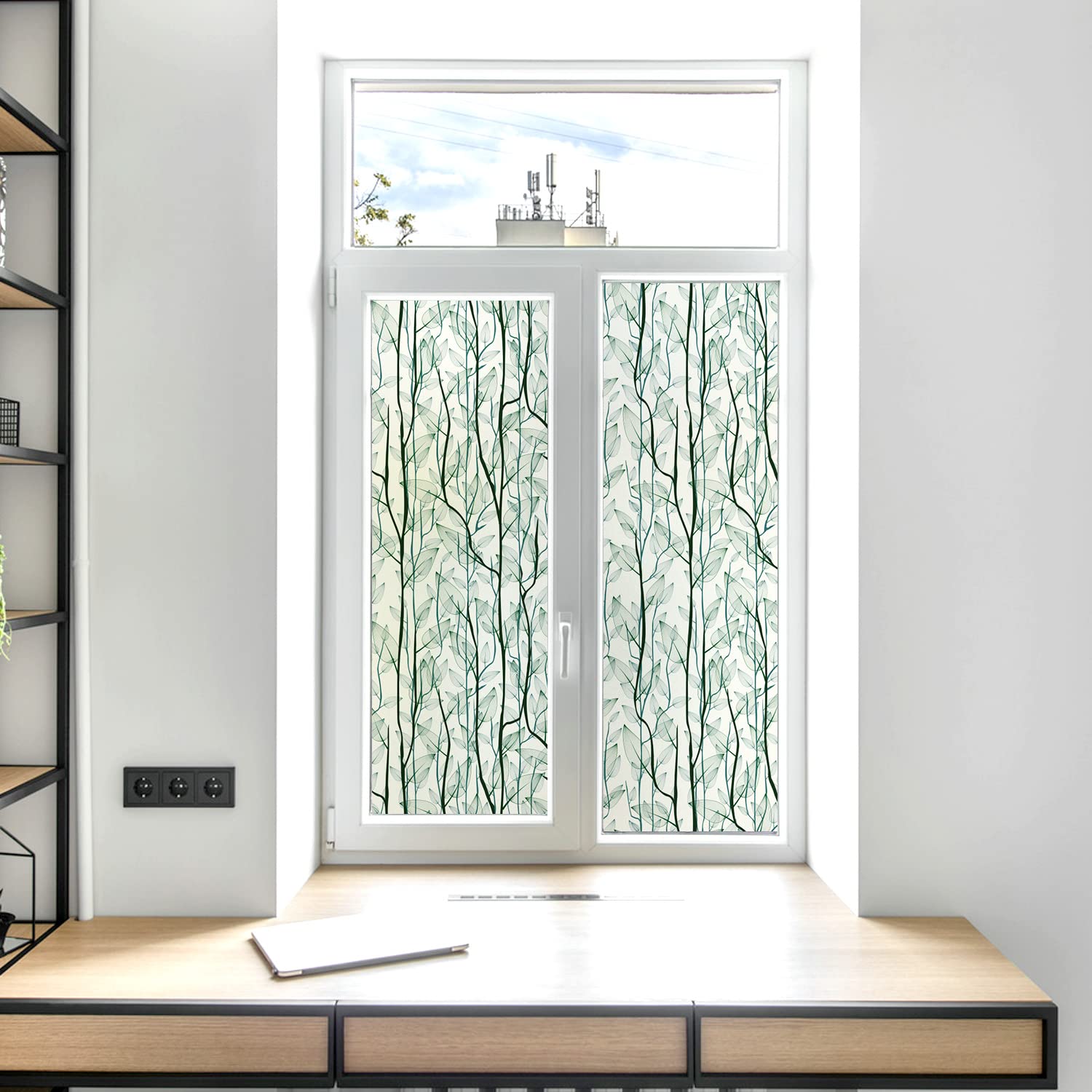 DKtie Static Cling Window Privacy Film - No Glue Frosted Window Cover for Home, Bathroom, Bedroom & Nursery (44.5x200cm) - Perfect for Privacy, Sun Protection & Home Decor