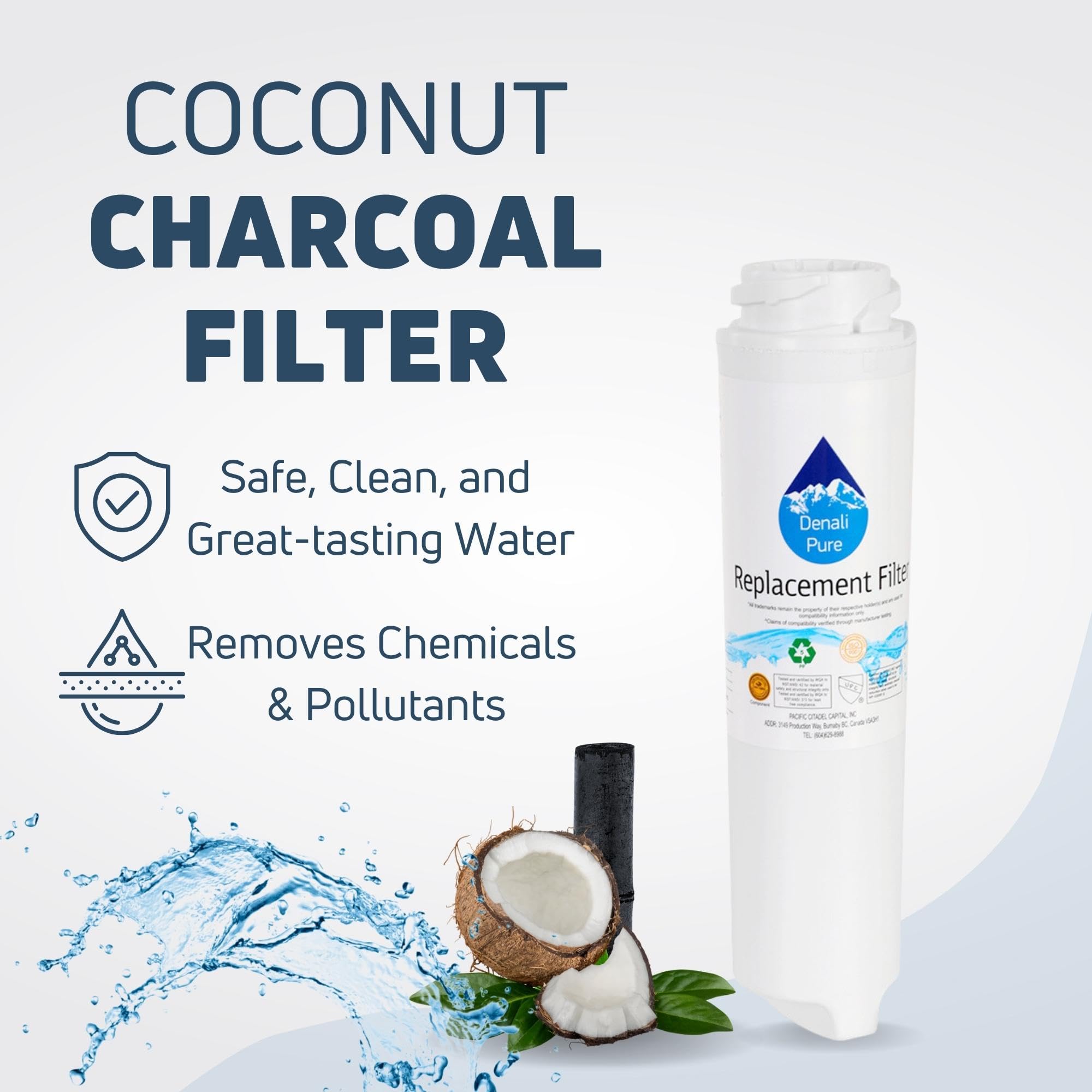 3-Pack GE PDS22MIWCBB Refrigerator Water Filter Replacement - Compatible with GE GSWF Fridge Water Filter Cartridge | Clean & Fresh Drinking Water for Home & Office