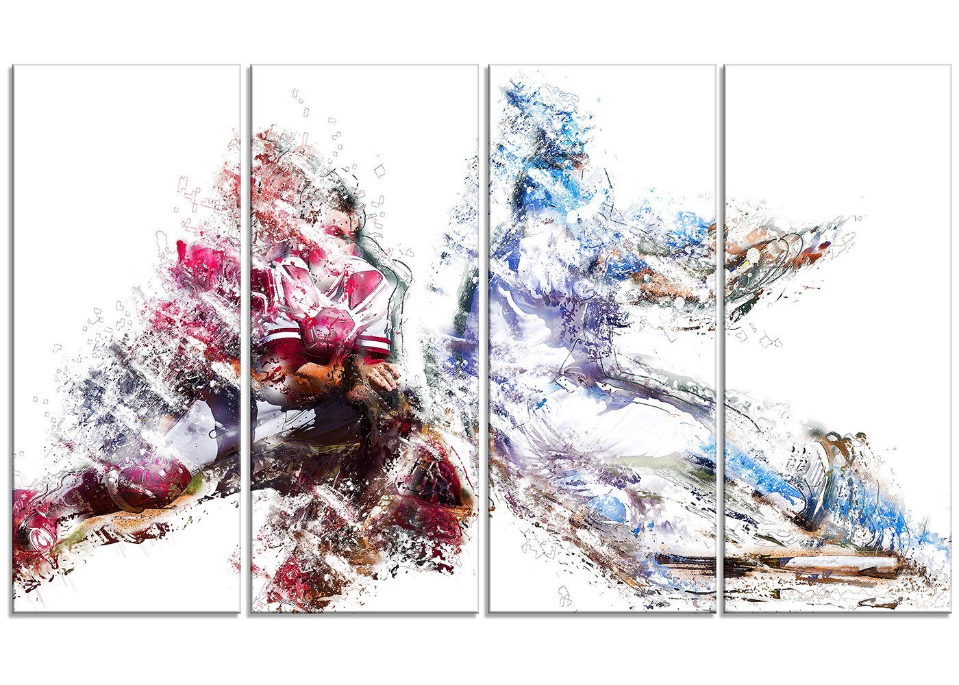 Football Interception Sports Art Print - Digital Canvas Wall Decor for Man Cave, Game Room & Office - Large Framed Football Painting - NFL Fan Gift & Home Decor