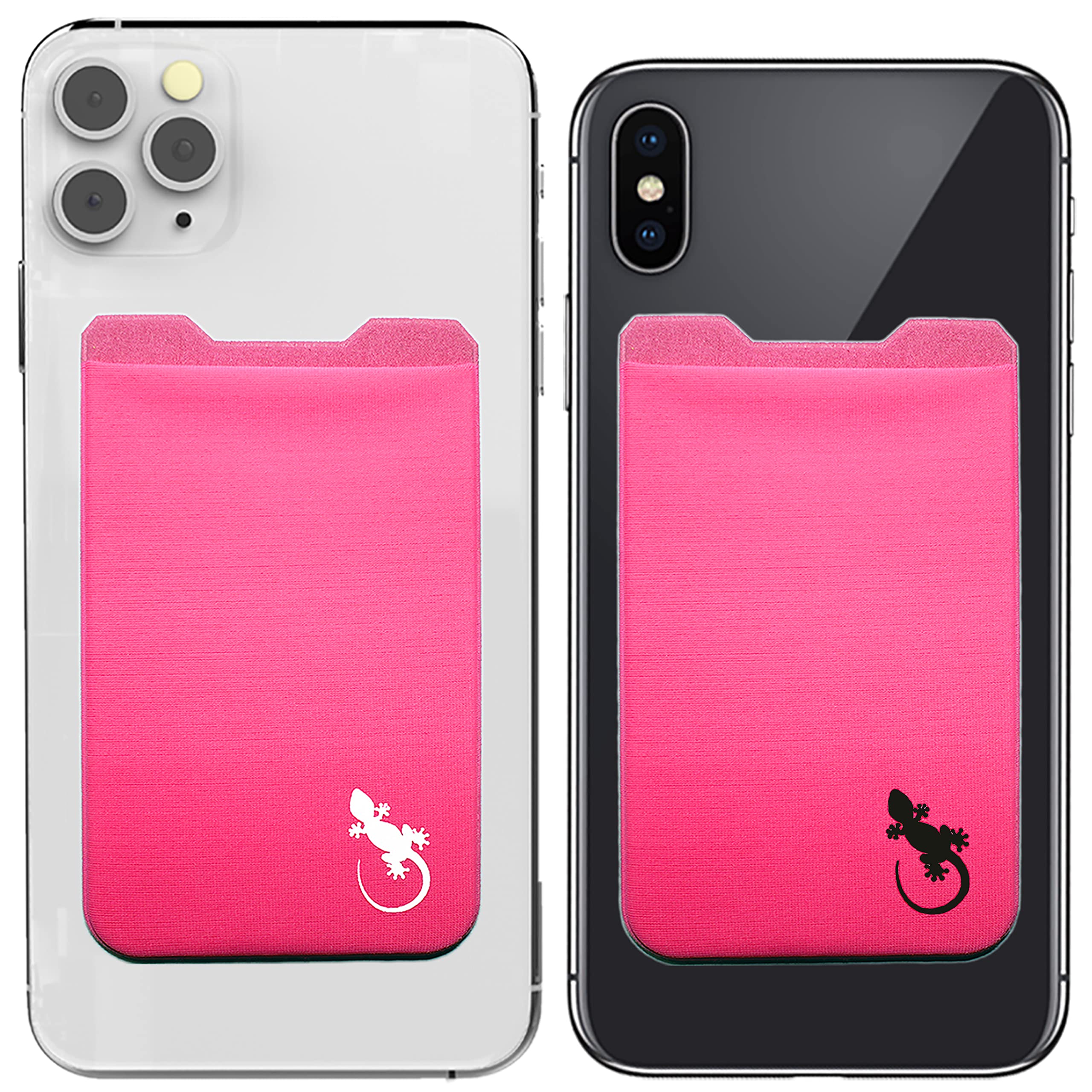 Stick-On Phone Wallet with Adhesive Card Holder - Slim Lycra Pocket for Credit Cards & Cash - Secure Cell Phone Pouch by Gecko - Perfect for Travel, Gym & Everyday Use
