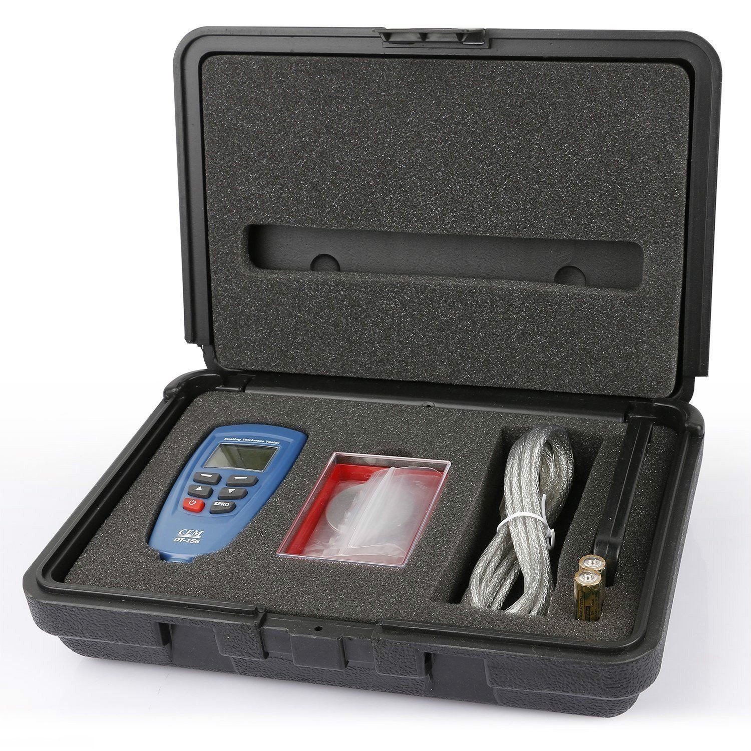 CEM DT-156 Pro Digital Paint Coating Thickness Gauge Meter - Auto F/NF Probe Tester (0-1250μm) for Automotive, Metal & Industrial Use - Perfect for Car Paint, Powder Coating & Anodizing Measurement