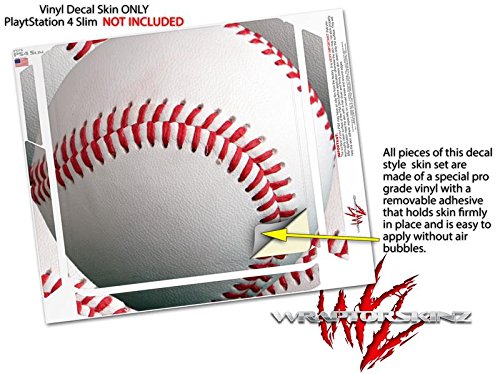Custom Vinyl Decal Skin Wrap for Sony PlayStation 4 Slim Console - Baseball Design - Protective Cover for PS4 Slim (Console Not Included) - Perfect for Gaming Setup & Personalization