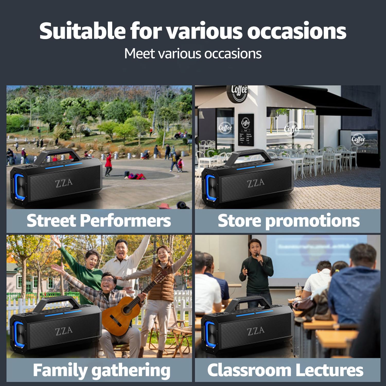 60W Portable Bluetooth Speaker with Deep Bass & Subwoofer - 18000mAh Power Bank, IPX6 Waterproof, 3 Lighting Modes, 100dB Loud Wireless Outdoor Speaker for Camping, Beach, Party, Garage & Home Use