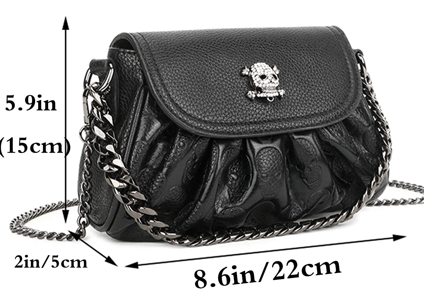 Stylish Women's Punk Skull Tote Bag - Small Black Crossbody Shoulder Purse for Casual Outings & Gothic Fashion