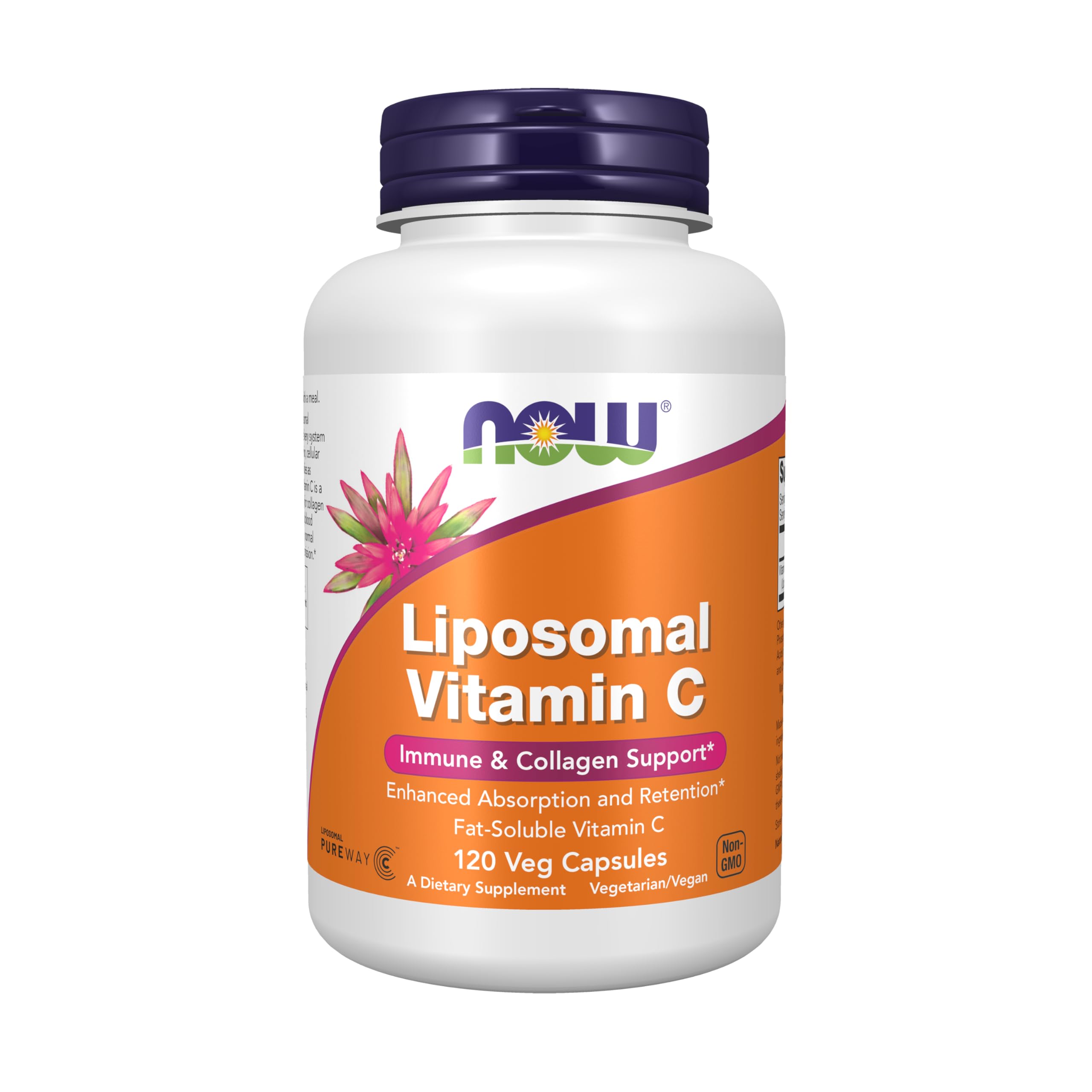 NOW Supplements Liposomal Vitamin C 120 Veg Capsules - Immune Support, Collagen Booster, Antioxidant for Skin Health | Daily Wellness, Cold & Flu Defense, Healthy Aging