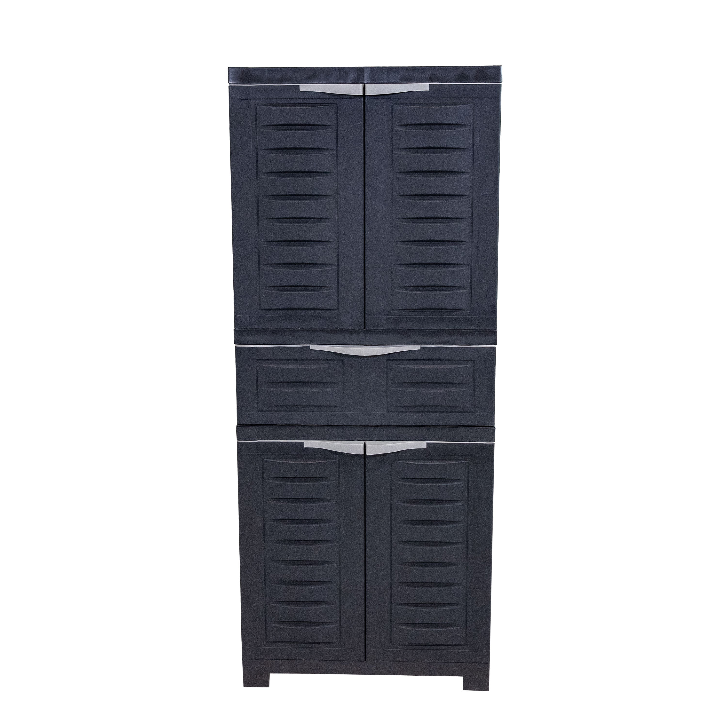 Durable Plastic Garage Storage Cabinet with 2 Adjustable Shelves - Heavy Duty Utility Organizer for Tools, Gardening Supplies & Home Organization