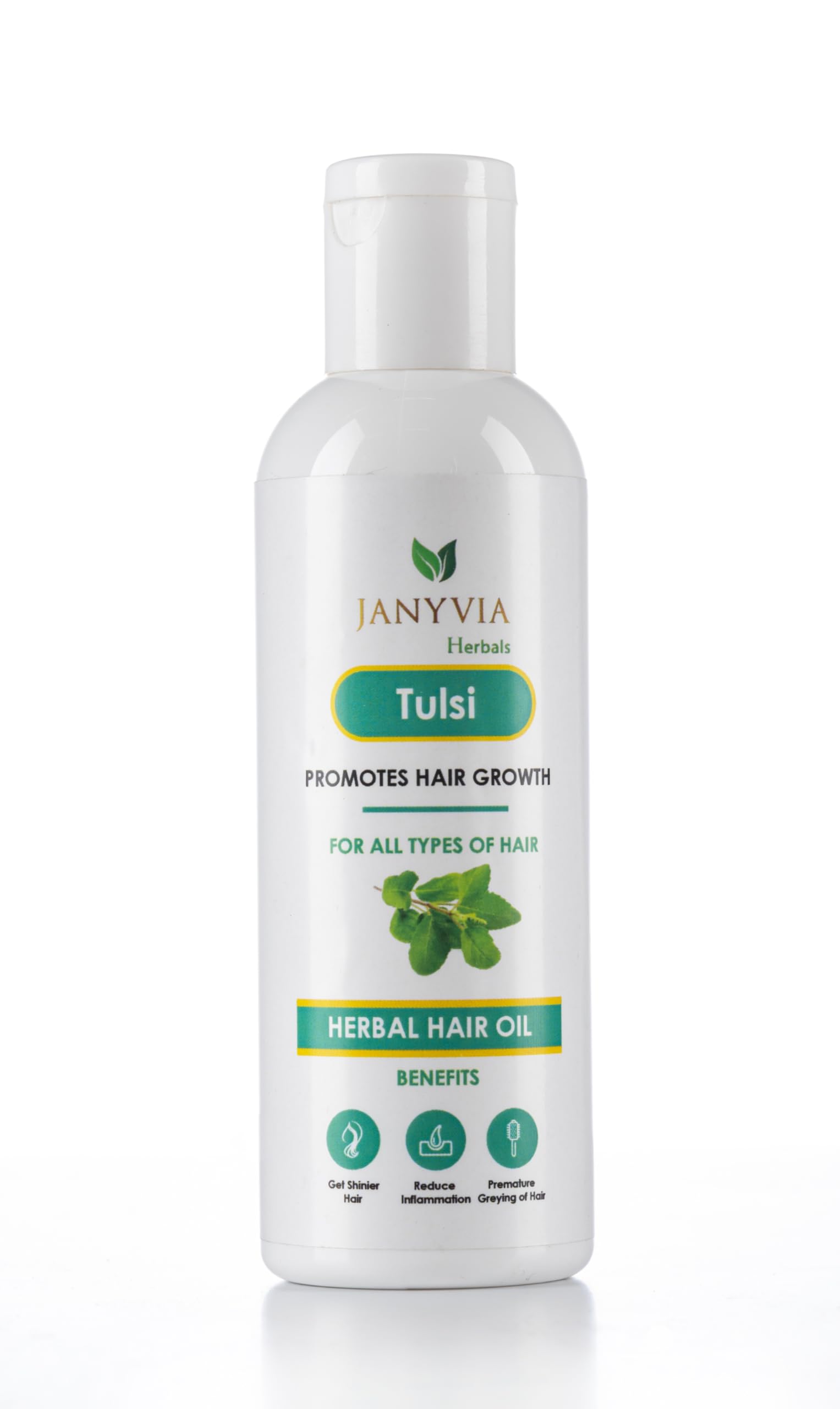 Janyvia Organic Tulsi Hair Oil - 100ml Ayurvedic Basil Oil for Hair Growth, Scalp Nourishment & Shine | Natural Hair Treatment for Dry, Damaged Hair | Daily Hair Care & Massage Essential
