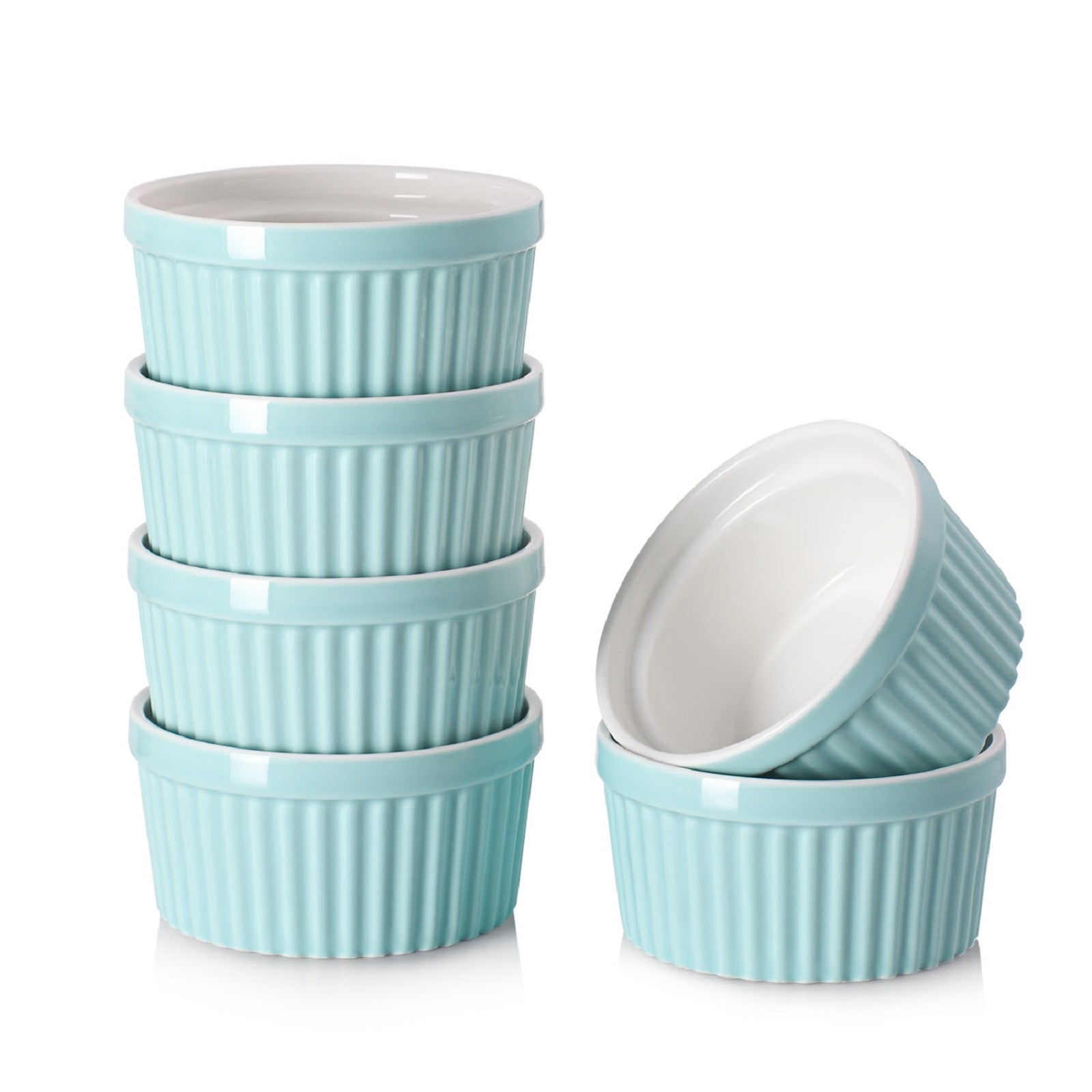 6-Piece 4 Oz Ramekin Set - Oven-Safe Ceramic Baking Dishes for Crème Brûlée, Soufflés & Desserts - Perfect for Home Baking & Restaurant Use