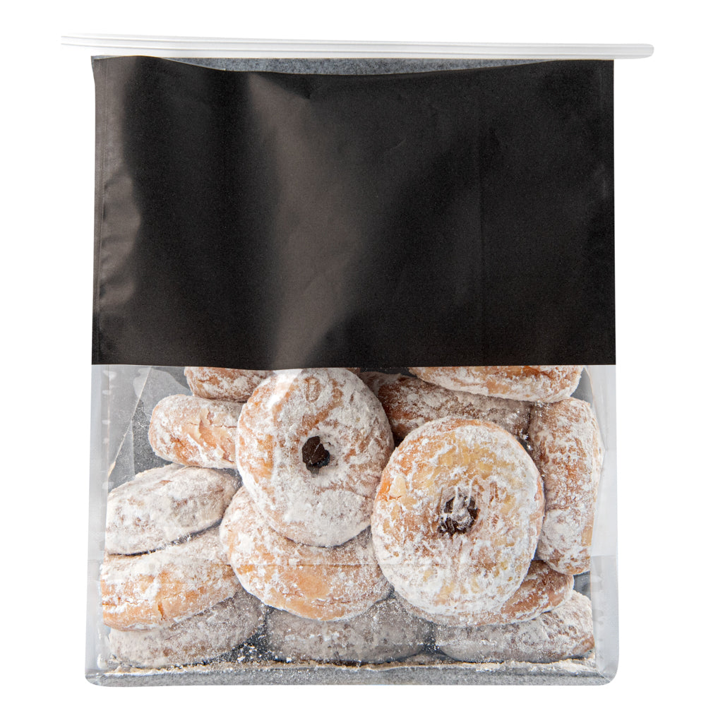 Premium Black Cotton Paper Tin Tie Bags with Clear Window - 8.75