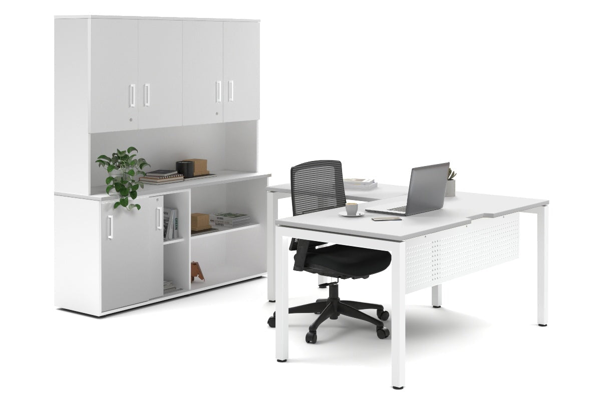 Quadro Square Legs L-Shaped Executive Desk with White Legs [1600L x 1700W] - Perfect for Home Office, Conference Rooms & Modern Workspaces