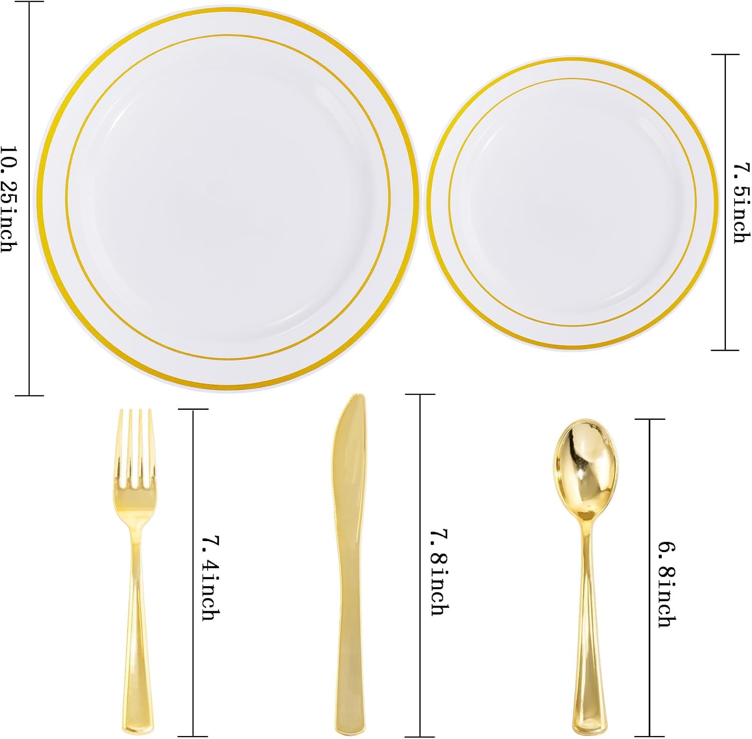 300-Piece Gold Plastic Party Dinnerware Set - 60 Gold 10.25