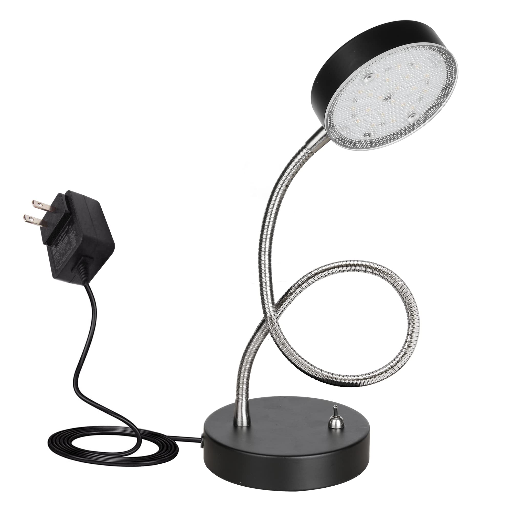 Flexible Gooseneck LED Desk Lamp - 21 LEDs 4000K Natural White Eye Protection Light for Reading, Office & Night Use - Adjustable Study Lamp for Home, Dorm & Workspace